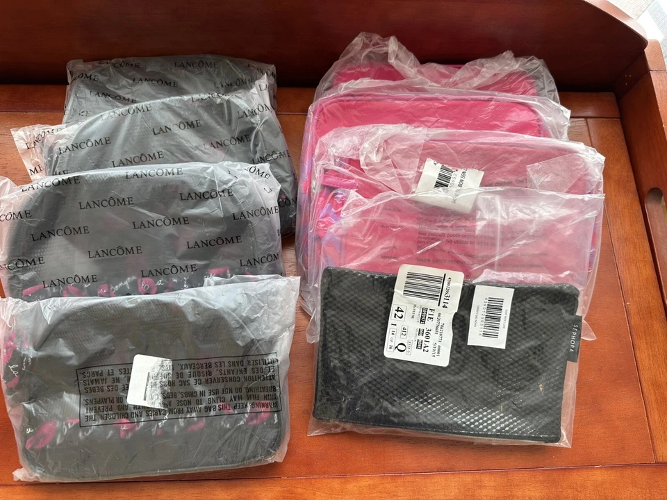 Lote *8* SHISEIDO, LANCOME Bolsa Cosmética com Zíper Bolsa de Maquiagem Bolsa de Viagem NOVA - Imagem 1 de 4