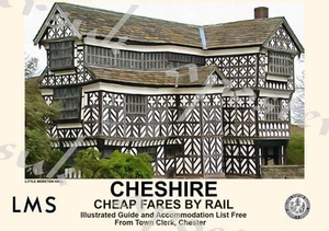 Vintage Style Eisenbahn Poster Little Moreton Hall Cheshire A4/A3/A2 Druck - Bild 1 von 1