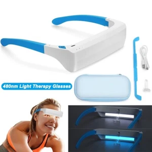 Light Therapy Glasses 480nm Wearable UV-Free Blue White LED Therapy Lamp - Picture 1 of 15