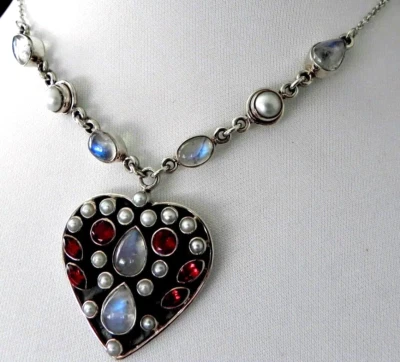  💕 21g Plata de Ley Nicky Butler 925 India Corazón Gema Gargantilla Collar Collar Foto 1 de 4