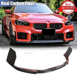 Fit For BMW G87 M2 Coupe 2022-24 Real Carbon Front Bumper Lip Spoiler Splitters - Imagen 1 de 12