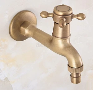 Antik Messing Kaltwasser Wandhahn Garten Wasserhahn Waschmaschine Wasserhahn 8av316 - Bild 1 von 6