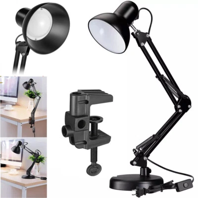 Metal Desk Lamp with Clamp Swing Arm Table Lamp Clip Desk Lights for Home Office - Image 1 of 4