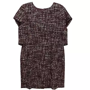 Brooks Brothers Tweed Overlay Dress Size 16 Wine Purple Wool Blend Lined Career - Picture 1 of 10