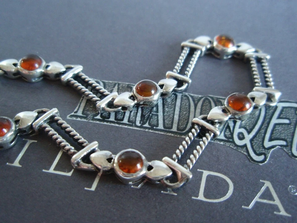 SILPADA RETIRED Sterling Silver 925 Amber Cabochons Tennis Bracelet B0892 LA - Image 1 of 4