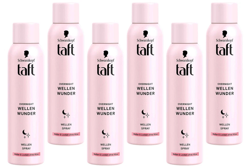 6x Schwarzkopf Taft Overnight Wellen Wunder Wellen Spray Wellen und Locken 150ml - Bild 1 von 1