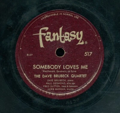 78tk-Jazz-FANTASY 517 -Dave Brubeck Qt.(Somebody Loves Me/Crazy Chris ) - Image 1 of 2