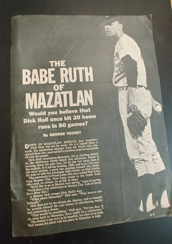 Dick Hall Autographed Magazine Page Babe Ruth of Mazatlan Baseball - Image 1 of 1