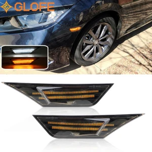 Smoked Lens Side Marker Lamp Turn Signal Light Bulbs for Honda Civic 2016-2021 - Picture 1 of 9