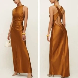 Reformation Anaiis Silk Maxi Dress Copper Size - Picture 1 of 6