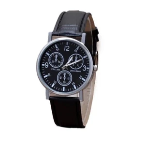 Montre homme noir Gevena Quartz numérique lumineuse Analogique Bracelet cuir pu - Foto 1 di 7