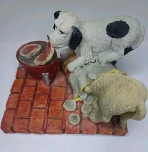 Dogs Steaks Grill BBQ Cookout Resin Figurine Spotted Dog Lab - Picture 1 of 9