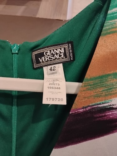 Abito Gianni Versace vintage couture in jersey di seta con vita in pelle