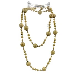 Natural Stone Beige Beaded Necklace 31" Long Various Size Beads - Picture 1 of 12