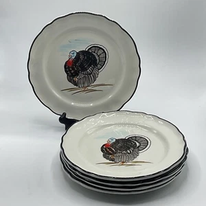 5 platos de cena italianos pintados a mano de pavo de 10,25" de Acción de Gracias - Imagen 1 de 11