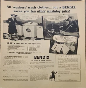 1941 Bendix vestiti di lavaggio pubblicità vintage 14 x 10 rondelle vestiti di lavaggio - Foto 1 di 1