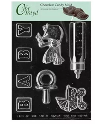 CybrTrayd Candy Chocolate & Soap Mold 8 Molds Baby Bottle Stroller - Image 1 of 2