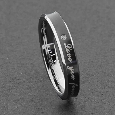 Anillo de novia Love You Forever diamante redondo de tungsteno de 4 mm regalo de Navidad Foto 1 de 4