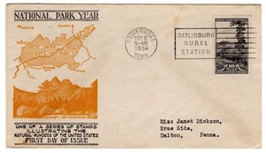 #749 Great Smoky Mountain National Park 1934 FDC - #1 Bates - Picture 1 of 2