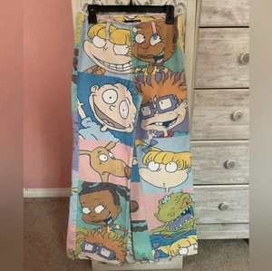 Dolls kill Rugrats Cartoon Grafik nicht für Kleinkinder weites Bein ausgefranster Saum Jeans SM - Bild 1 von 9