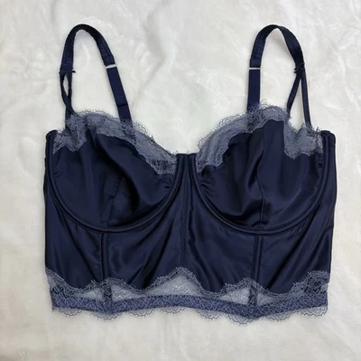 Victoria Secret Navy Blue Lace Dream Angels Balconet Lingerie Top 38DDD - Image 1 of 4