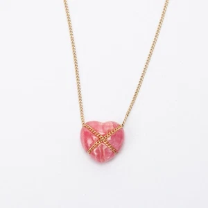 Collar Tiffany & Co. Corazón Cruzado Rodocrosita Colgante Oro 14K - Imagen 1 de 5