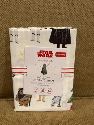 Pottery Barn Kids Star Wars SINGLE (1) Holiday Organic Standard Sham NEW w/tags - Image 1 of 3