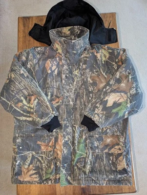 Vtg Mens Large HFC Equipment Mossy Oak Camo Blaze Reversible Insulated Jacket - Image 1 of 4