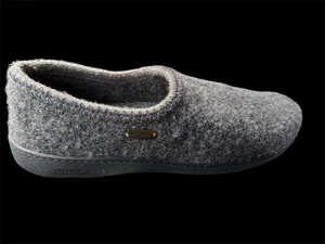 HAFLINGER WALKTOFFEL New Wool SLIPPERS GRAPHITE SZ 50 US MEN'S 17 NEW Hard Sole - Picture 1 of 7