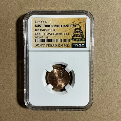 2000 Lincoln Cent Broadstruck Error – NGC Brilliant UNC – Mint Error Penny - Image 1 of 4