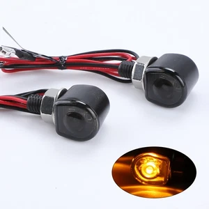 2X Intermitente Luz Indicadora LED Intermitente Moto Mini Ámbar Universal Negro - Imagen 1 de 8