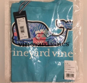 Vineyard Vines Vintage Chappy Floral Whale Turquoise SS Tee Boys Small (8-10) - Picture 1 of 1