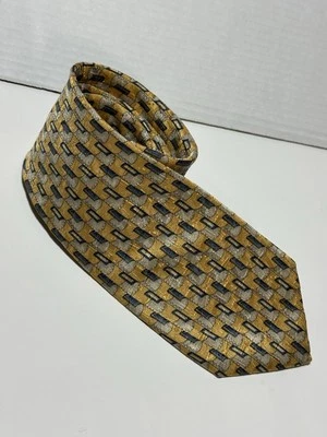 Portafolio Perry Ellis Dorado Azul 100% Seda Importada Impreso en Italia Hecho en EE. UU. Foto 1 de 4