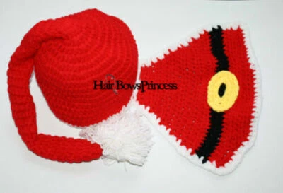 Chapéu gorro de crochê tricô bebê recém-nascido Papai Noel Natal foto adereço 3-12 meses - Imagem 1 de 2