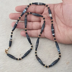 Increíble collar vintage tibetano del Himalaya ojos de ágata con cuentas - Imagen 1 de 22