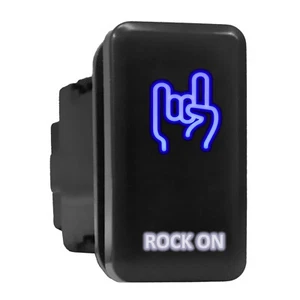 Rock On blau/weiß LED Hintergrundbeleuchtung hoher Druckknopf 1,54"x 0,83" (passend für: Toyota) - Bild 1 von 6