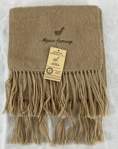 Alpaca Camargo Tan Scarf Wool Blend with Fringe 69" Long - Picture 1 of 6