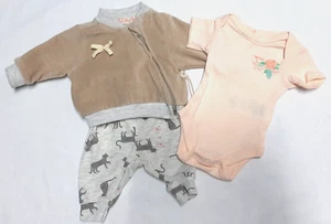 🆕🔥 GIRLS Offcorss 3 SET Bodysuits Top Jacket + Pants Bottom Baby Size PREEMIE - Picture 1 of 18