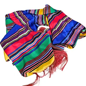 Vintage Italian Silk Scarf Fringed Multicoloured Stripes Rectangle Long Dopamine - Picture 1 of 10