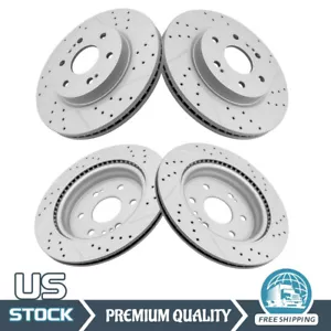Front Rear Drilled Rotors For Chevrolet GMC Silverado 1500 Sierra Yukon Tahoe - Picture 1 of 6