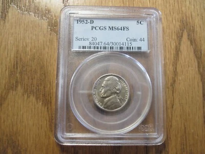 1952 D PCGS MS64FS JEFFERSON NICKEL. RARE - Image 1 of 4