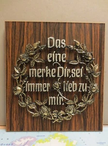 Spruchtafel mit Schrift und Kranz aus Kunststoff auf Holzbrett 17 x 19 cm - Bild 1 von 2