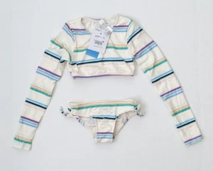 O'Neill Lowtide Long Sleeve Crop Top Set, White/Multi, Little Girls 5 - Picture 1 of 3