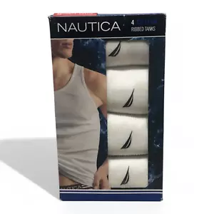 4-Pack Nautica Ribbed Tank Top Undershirt T-Shirt White Men's Size Large 42-44 - Picture 1 of 3