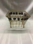 METAL BASKET with Black Accents - Goldtone -Top 7" Sq - Bottom 5" Sq - Ball Feet