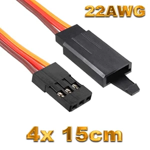 4x 15cm JR Servokabel Verlängerung mit Sicherung Verschluss Fixierung Hook 22AWG - Bild 1 von 12
