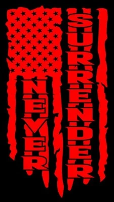 Calcomanía de vinilo andrajosa bandera americana NUNCA RENDIRSE varios colores y tamaños Foto 1 de 4