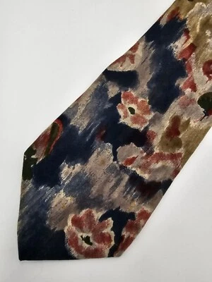 Gravata masculina de seda designer Halston vintage formal tradicionalista multicolorida - Imagem 1 de 4