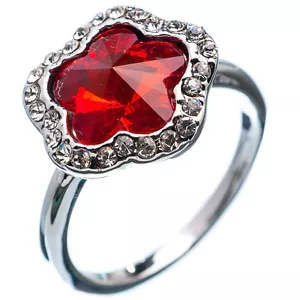 4.78CT Flor Corte Naranja Rojo Citrino Cz 18K Bañado en Oro Blanco Anillo Talla - Imagen 1 de 2