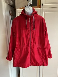 NWOT Tommy Hilfiger Waterproof Red Zipper Front Rain Coat Windbreaker XXL - Picture 1 of 7